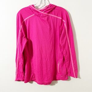 Hind Long Sleeve Pink Activewear Hoodie Pullover With Zipped Side Pocket